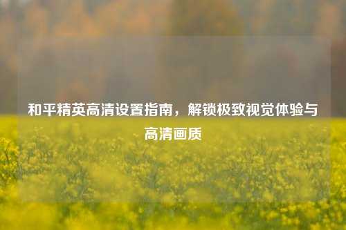 和平精英高清设置指南，解锁极致视觉体验与高清画质