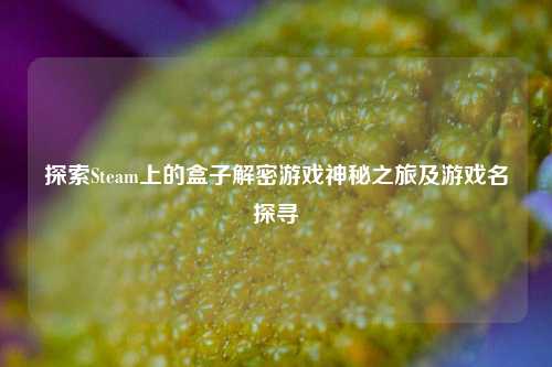 探索Steam上的盒子解密游戏神秘之旅及游戏名探寻