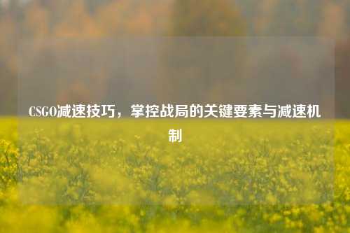 CSGO减速技巧，掌控战局的关键要素与减速机制