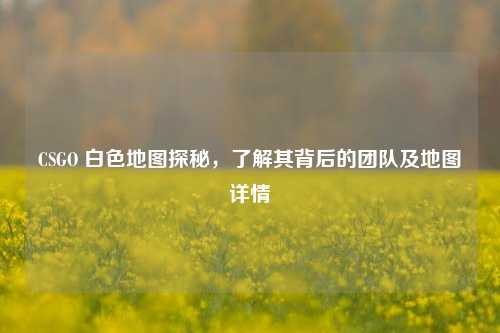 CSGO 白色地图探秘，了解其背后的团队及地图详情