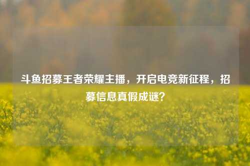 斗鱼招募王者荣耀主播，开启电竞新征程，招募信息真假成谜？