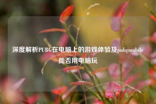 深度解析PUBG在电脑上的游戏体验及pubgmobile能否用电脑玩