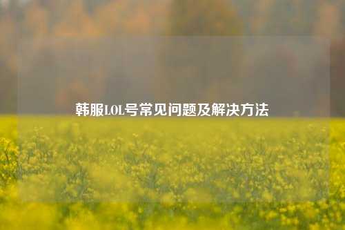 韩服LOL号常见问题及解决方法