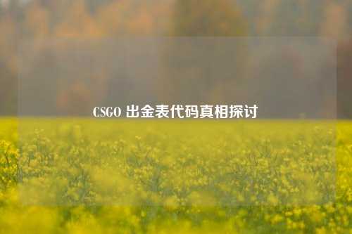 CSGO 出金表代码真相探讨