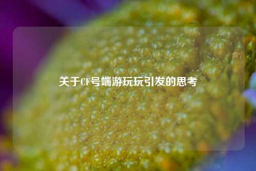 关于CF号端游玩玩引发的思考