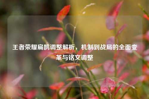 王者荣耀扁鹊调整解析，机制到战局的全面变革与铭文调整