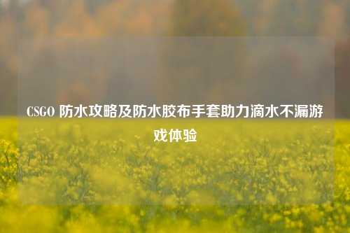 CSGO 防水攻略及防水胶布手套助力滴水不漏游戏体验