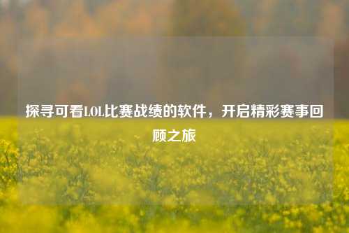 探寻可看LOL比赛战绩的软件，开启精彩赛事回顾之旅
