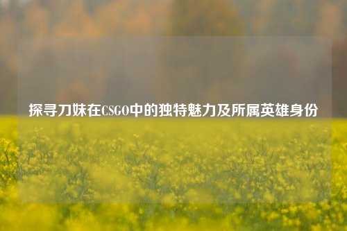 探寻刀妹在CSGO中的独特魅力及所属英雄身份