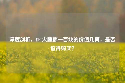 深度剖析，CF 火麒麟一百块的价值几何，是否值得购买？
