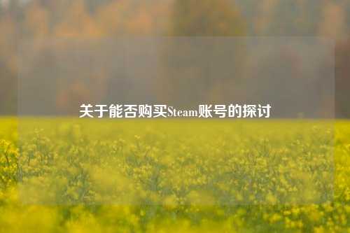 关于能否购买Steam账号的探讨