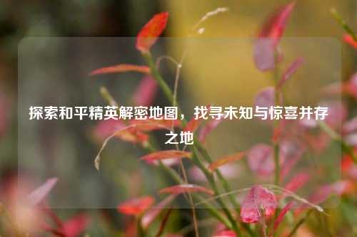 探索和平精英解密地图，找寻未知与惊喜并存之地