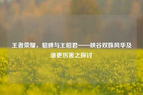 王者荣耀，貂蝉与王昭君——峡谷双姝风华及谁更厉害之探讨