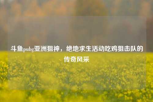 斗鱼pubg亚洲狙神，绝地求生活动吃鸡狙击队的传奇风采