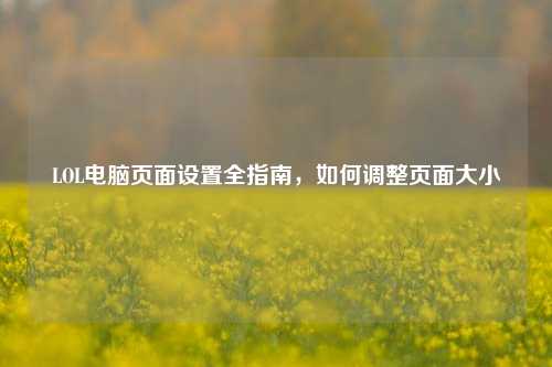LOL电脑页面设置全指南，如何调整页面大小