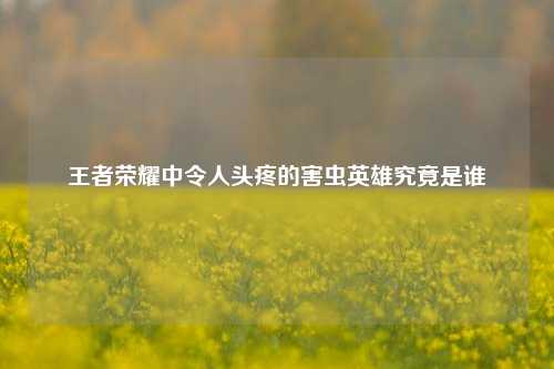 王者荣耀中令人头疼的害虫英雄究竟是谁