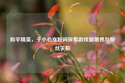 和平精英，于小心涨粉间探索游戏新境界与粉丝关联