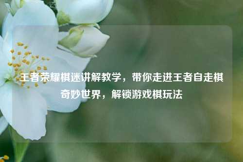 王者荣耀棋迷讲解教学，带你走进王者自走棋奇妙世界，解锁游戏棋玩法