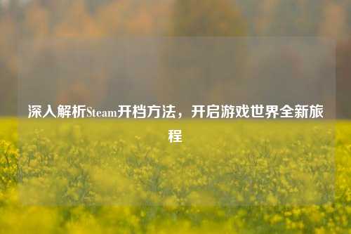 深入解析Steam开档方法，开启游戏世界全新旅程