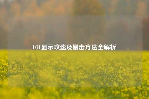 LOL显示攻速及暴击方法全解析