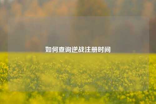 如何查询逆战注册时间