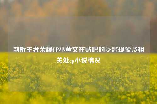 剖析王者荣耀CP小黄文在贴吧的泛滥现象及相关处cp小说情况